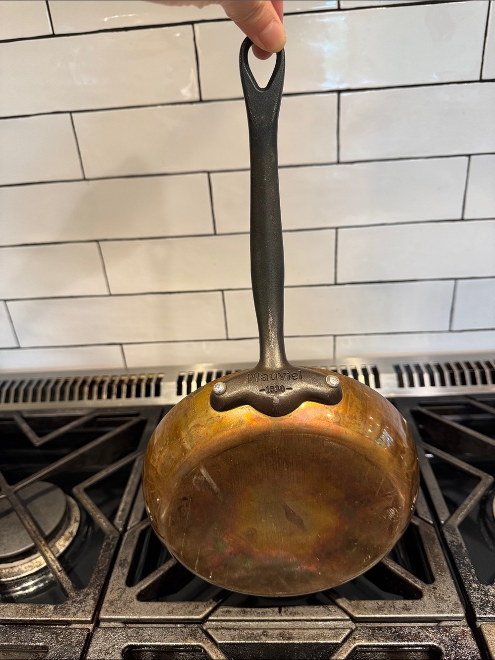 Mauviel 8” copper with cast iron handle skillet